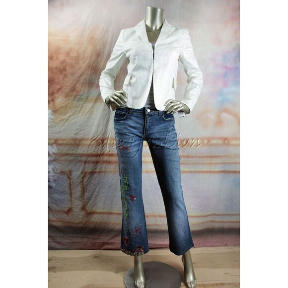 $1600 AKRIS Punto Ivory Off White Textured Raised Fitted Jacket 6 - Picture 3 of 7